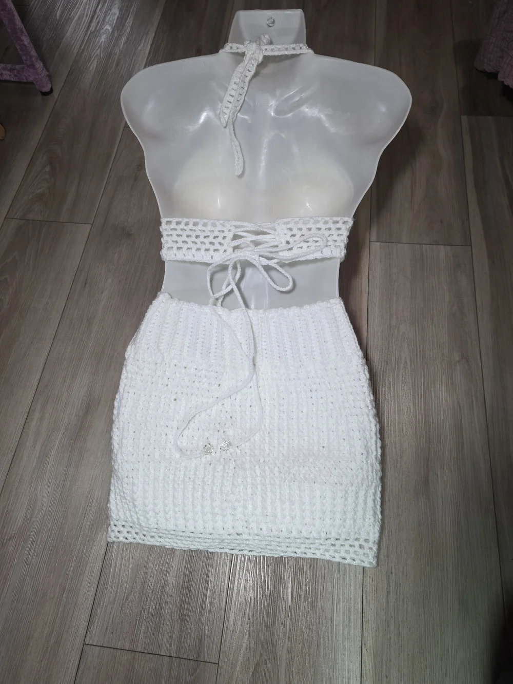 Handmade White Crochet Skirt Set - Beach Ready - Picture 1 of 2